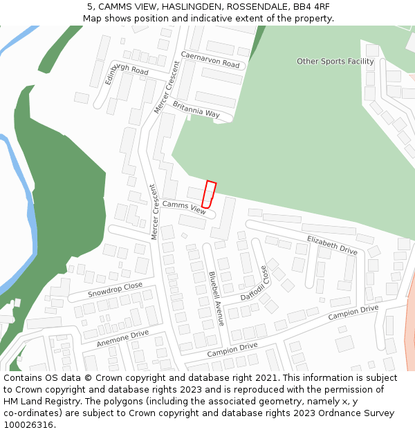 5, CAMMS VIEW, HASLINGDEN, ROSSENDALE, BB4 4RF: Location map and indicative extent of plot