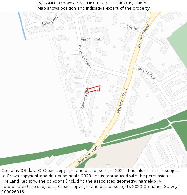 5, CANBERRA WAY, SKELLINGTHORPE, LINCOLN, LN6 5TJ: Location map and indicative extent of plot