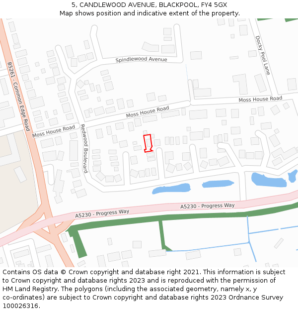 5, CANDLEWOOD AVENUE, BLACKPOOL, FY4 5GX: Location map and indicative extent of plot