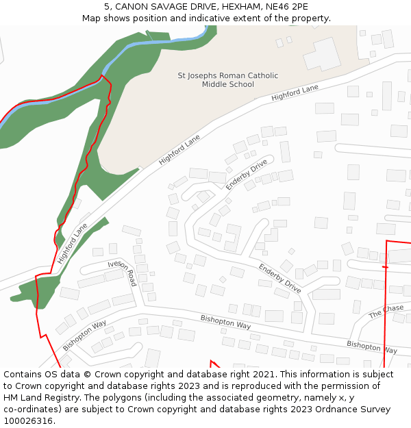 5, CANON SAVAGE DRIVE, HEXHAM, NE46 2PE: Location map and indicative extent of plot
