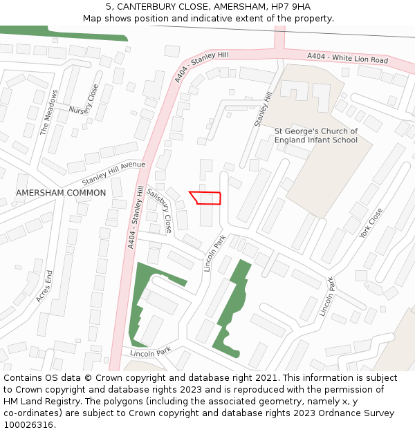 5, CANTERBURY CLOSE, AMERSHAM, HP7 9HA: Location map and indicative extent of plot