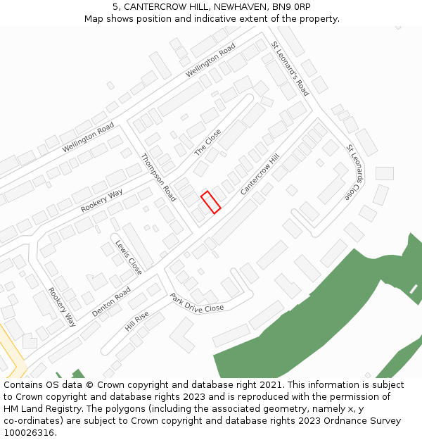 5, CANTERCROW HILL, NEWHAVEN, BN9 0RP: Location map and indicative extent of plot