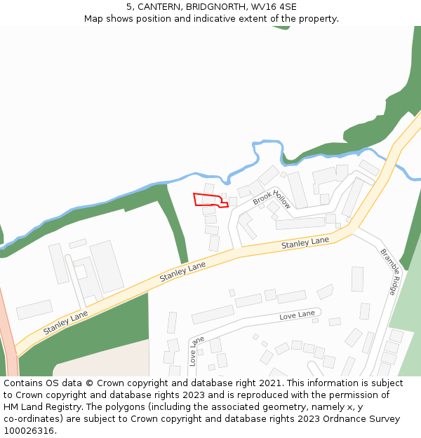 5, CANTERN, BRIDGNORTH, WV16 4SE: Location map and indicative extent of plot