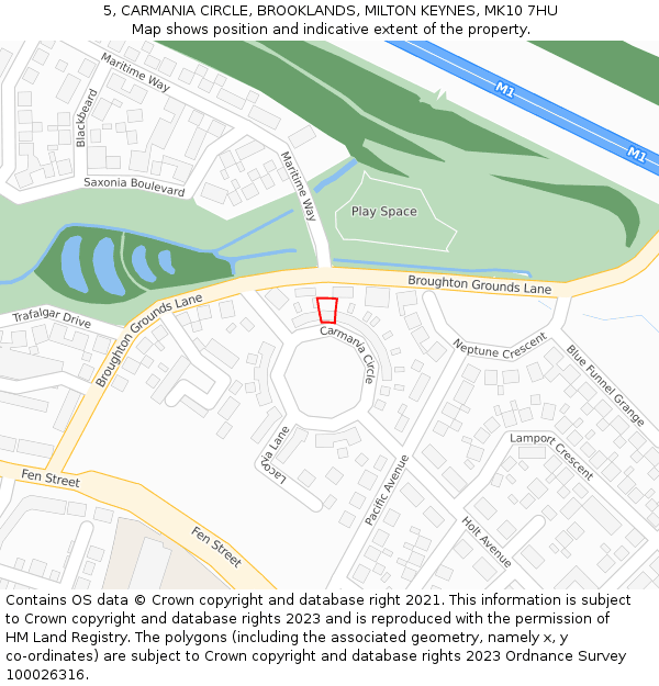 5, CARMANIA CIRCLE, BROOKLANDS, MILTON KEYNES, MK10 7HU: Location map and indicative extent of plot