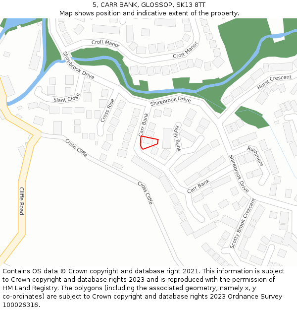 5, CARR BANK, GLOSSOP, SK13 8TT: Location map and indicative extent of plot