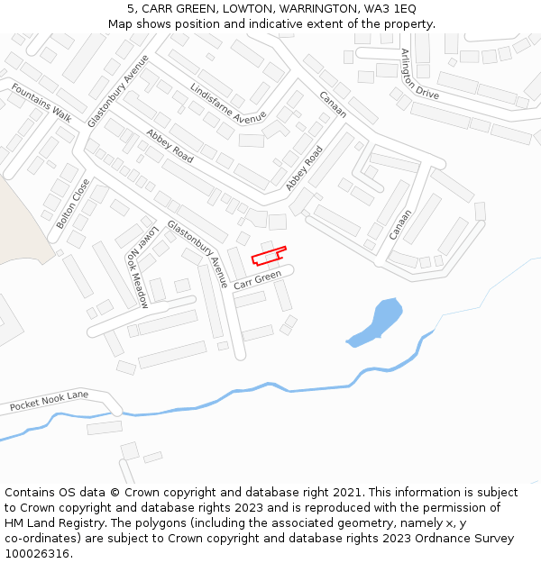 5, CARR GREEN, LOWTON, WARRINGTON, WA3 1EQ: Location map and indicative extent of plot