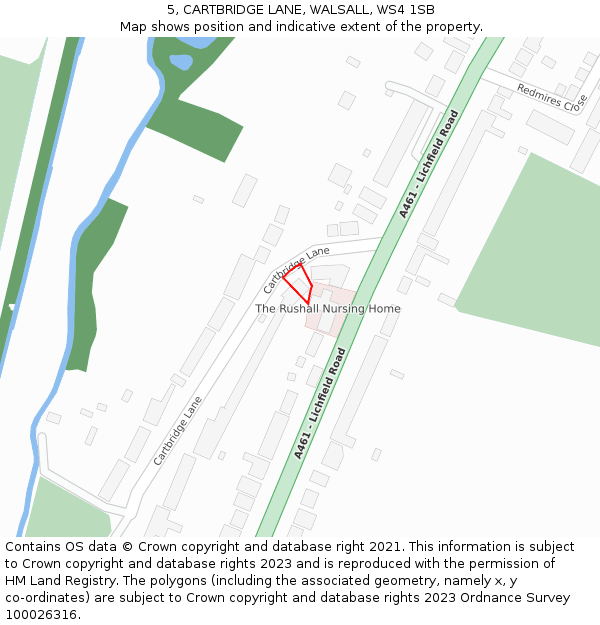 5, CARTBRIDGE LANE, WALSALL, WS4 1SB: Location map and indicative extent of plot