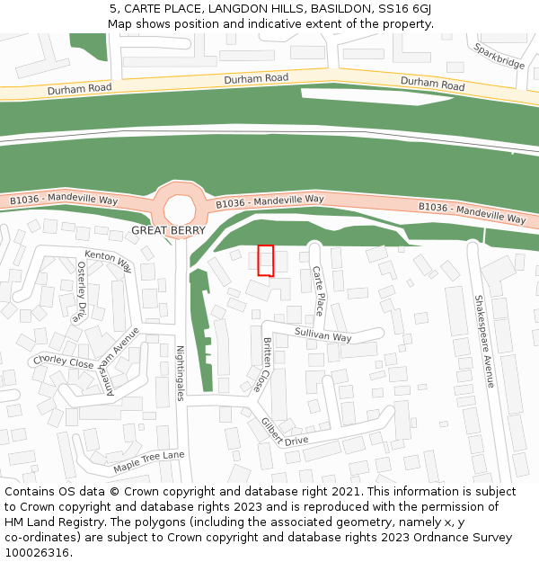 5, CARTE PLACE, LANGDON HILLS, BASILDON, SS16 6GJ: Location map and indicative extent of plot