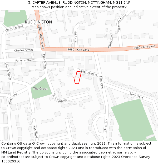 5, CARTER AVENUE, RUDDINGTON, NOTTINGHAM, NG11 6NP: Location map and indicative extent of plot