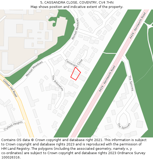 5, CASSANDRA CLOSE, COVENTRY, CV4 7HN: Location map and indicative extent of plot