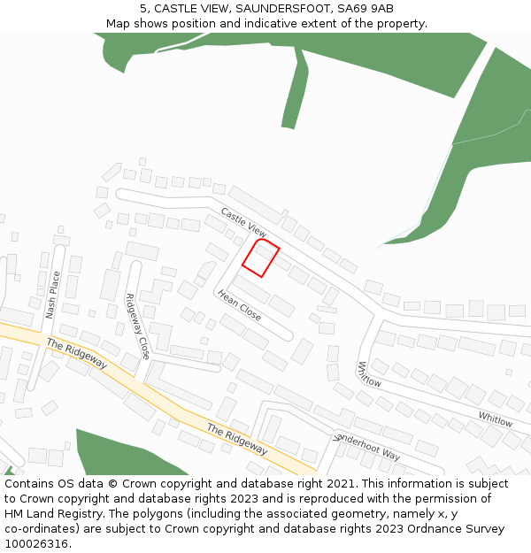 5, CASTLE VIEW, SAUNDERSFOOT, SA69 9AB: Location map and indicative extent of plot