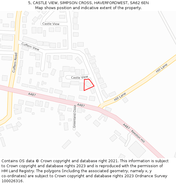 5, CASTLE VIEW, SIMPSON CROSS, HAVERFORDWEST, SA62 6EN: Location map and indicative extent of plot