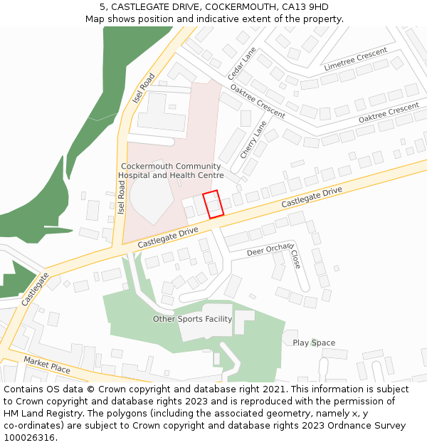 5, CASTLEGATE DRIVE, COCKERMOUTH, CA13 9HD: Location map and indicative extent of plot