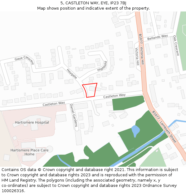 5, CASTLETON WAY, EYE, IP23 7BJ: Location map and indicative extent of plot