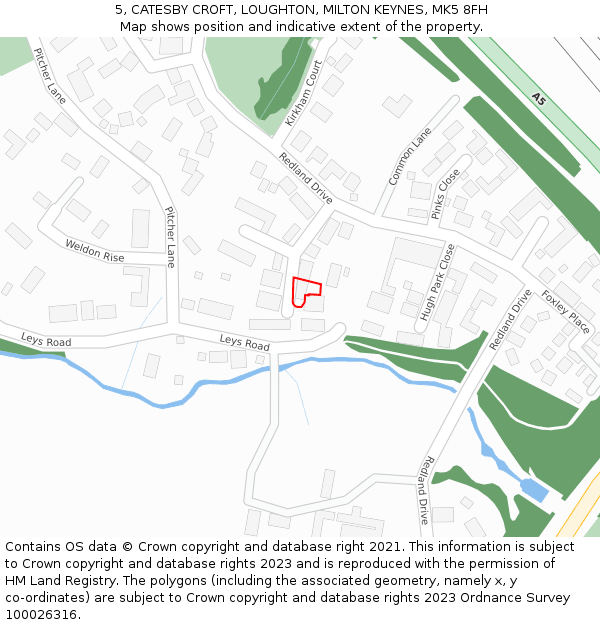 5, CATESBY CROFT, LOUGHTON, MILTON KEYNES, MK5 8FH: Location map and indicative extent of plot