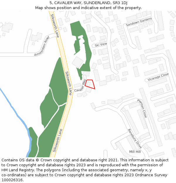 5, CAVALIER WAY, SUNDERLAND, SR3 1DJ: Location map and indicative extent of plot