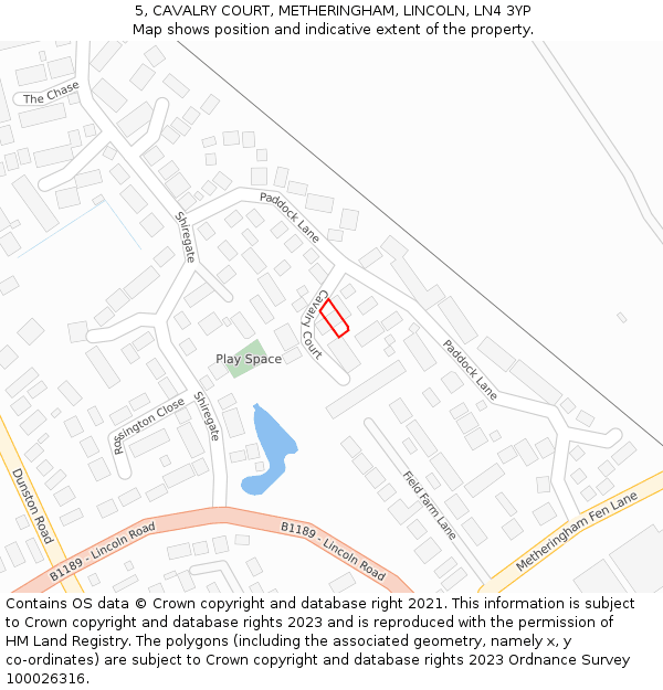 5, CAVALRY COURT, METHERINGHAM, LINCOLN, LN4 3YP: Location map and indicative extent of plot