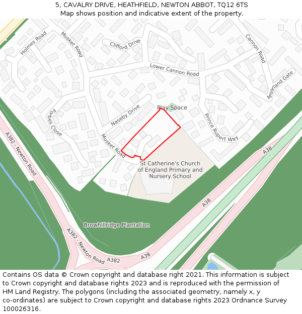 5, CAVALRY DRIVE, HEATHFIELD, NEWTON ABBOT, TQ12 6TS: Location map and indicative extent of plot