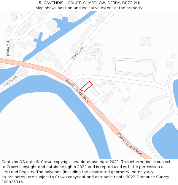 5, CAVENDISH COURT, SHARDLOW, DERBY, DE72 2HJ: Location map and indicative extent of plot