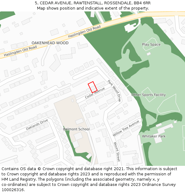 5, CEDAR AVENUE, RAWTENSTALL, ROSSENDALE, BB4 6RR: Location map and indicative extent of plot