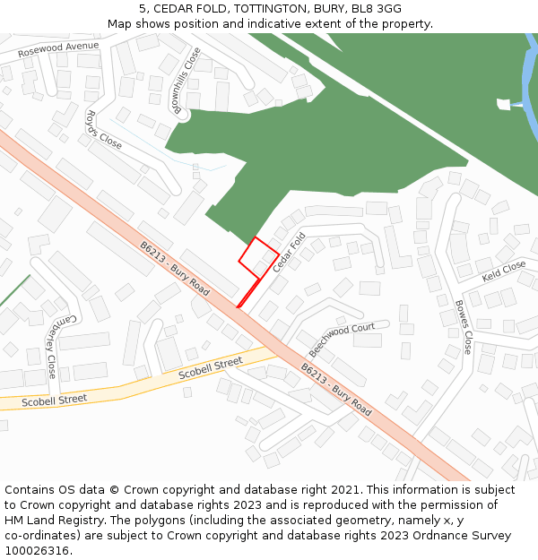 5, CEDAR FOLD, TOTTINGTON, BURY, BL8 3GG: Location map and indicative extent of plot