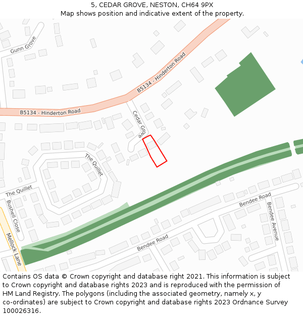 5, CEDAR GROVE, NESTON, CH64 9PX: Location map and indicative extent of plot