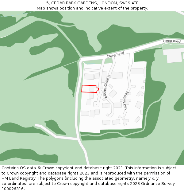 5, CEDAR PARK GARDENS, LONDON, SW19 4TE: Location map and indicative extent of plot