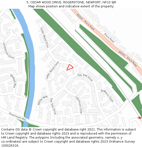 5, CEDAR WOOD DRIVE, ROGERSTONE, NEWPORT, NP10 9JR: Location map and indicative extent of plot