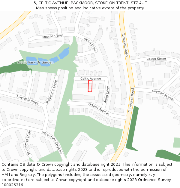 5, CELTIC AVENUE, PACKMOOR, STOKE-ON-TRENT, ST7 4UE: Location map and indicative extent of plot