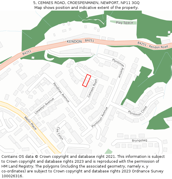 5, CEMAES ROAD, CROESPENMAEN, NEWPORT, NP11 3GQ: Location map and indicative extent of plot