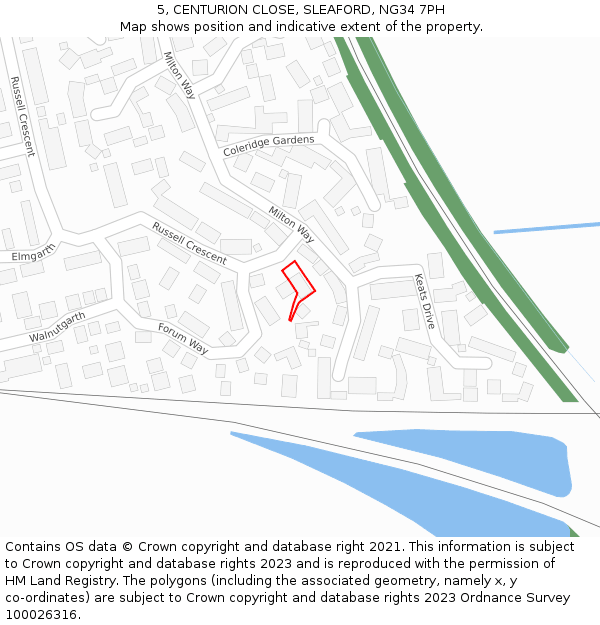 5, CENTURION CLOSE, SLEAFORD, NG34 7PH: Location map and indicative extent of plot