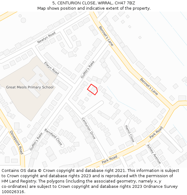 5, CENTURION CLOSE, WIRRAL, CH47 7BZ: Location map and indicative extent of plot