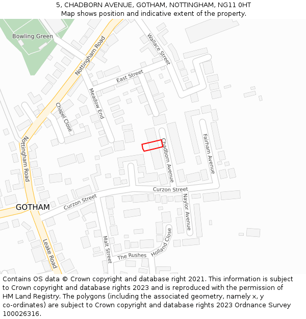 5, CHADBORN AVENUE, GOTHAM, NOTTINGHAM, NG11 0HT: Location map and indicative extent of plot