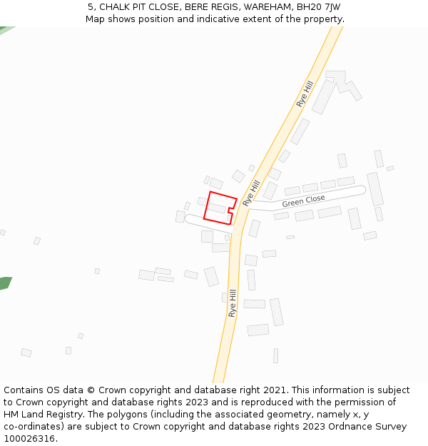 5, CHALK PIT CLOSE, BERE REGIS, WAREHAM, BH20 7JW: Location map and indicative extent of plot