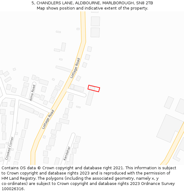 5, CHANDLERS LANE, ALDBOURNE, MARLBOROUGH, SN8 2TB: Location map and indicative extent of plot