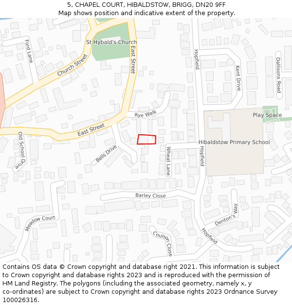 5, CHAPEL COURT, HIBALDSTOW, BRIGG, DN20 9FF: Location map and indicative extent of plot