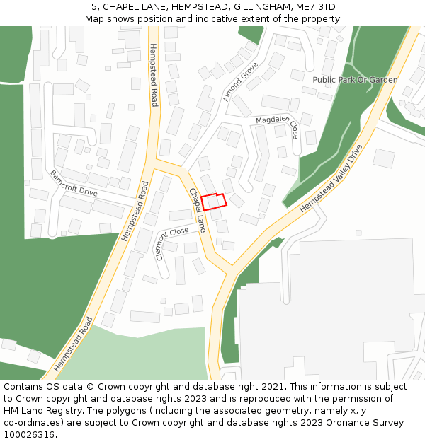 5, CHAPEL LANE, HEMPSTEAD, GILLINGHAM, ME7 3TD: Location map and indicative extent of plot