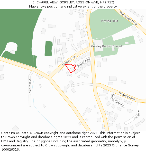 5, CHAPEL VIEW, GORSLEY, ROSS-ON-WYE, HR9 7ZQ: Location map and indicative extent of plot