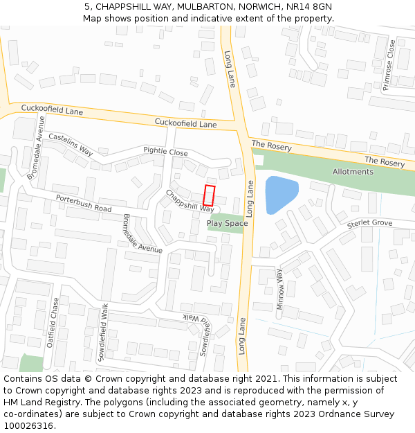 5, CHAPPSHILL WAY, MULBARTON, NORWICH, NR14 8GN: Location map and indicative extent of plot
