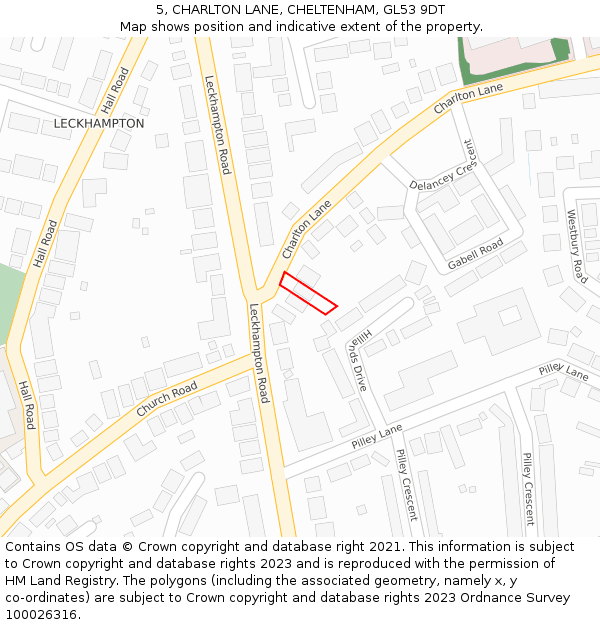 5, CHARLTON LANE, CHELTENHAM, GL53 9DT: Location map and indicative extent of plot