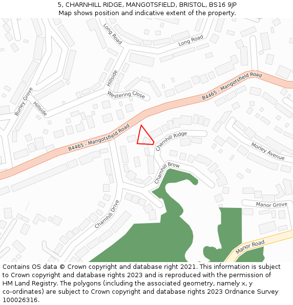 5, CHARNHILL RIDGE, MANGOTSFIELD, BRISTOL, BS16 9JP: Location map and indicative extent of plot