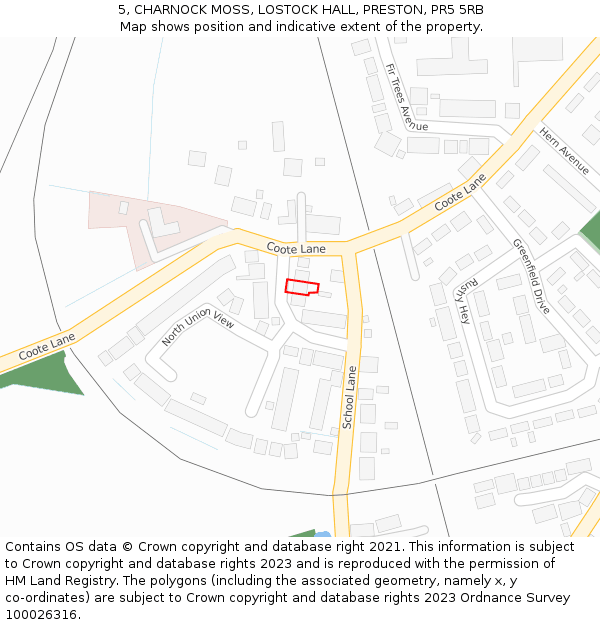5, CHARNOCK MOSS, LOSTOCK HALL, PRESTON, PR5 5RB: Location map and indicative extent of plot