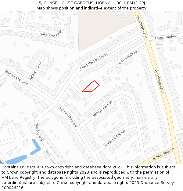 5, CHASE HOUSE GARDENS, HORNCHURCH, RM11 2PJ: Location map and indicative extent of plot