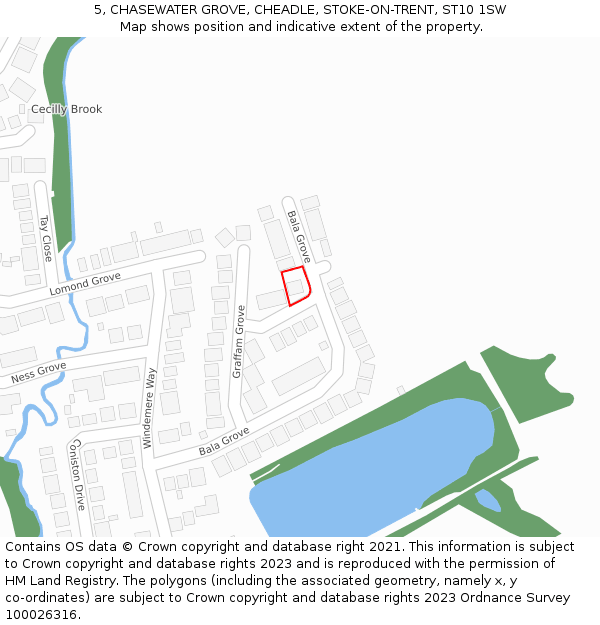 5, CHASEWATER GROVE, CHEADLE, STOKE-ON-TRENT, ST10 1SW: Location map and indicative extent of plot