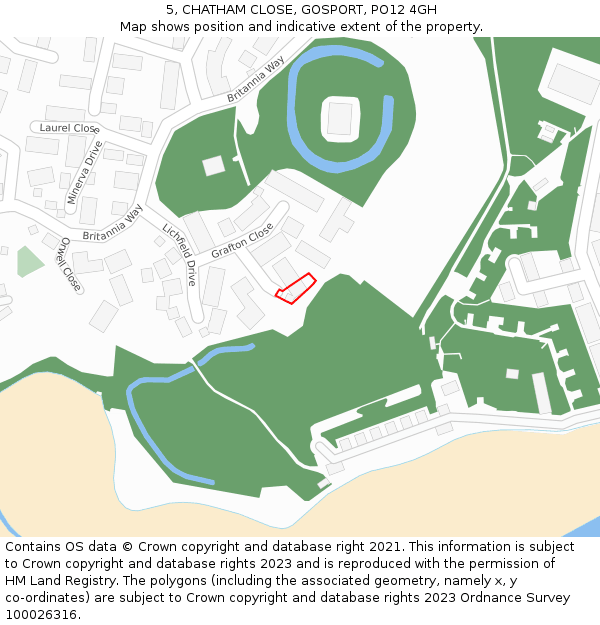 5, CHATHAM CLOSE, GOSPORT, PO12 4GH: Location map and indicative extent of plot