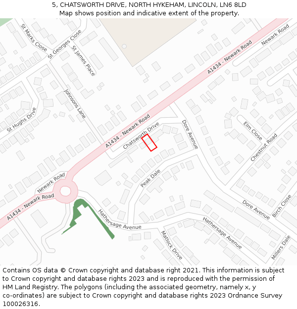 5, CHATSWORTH DRIVE, NORTH HYKEHAM, LINCOLN, LN6 8LD: Location map and indicative extent of plot