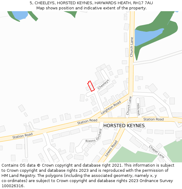 5, CHEELEYS, HORSTED KEYNES, HAYWARDS HEATH, RH17 7AU: Location map and indicative extent of plot