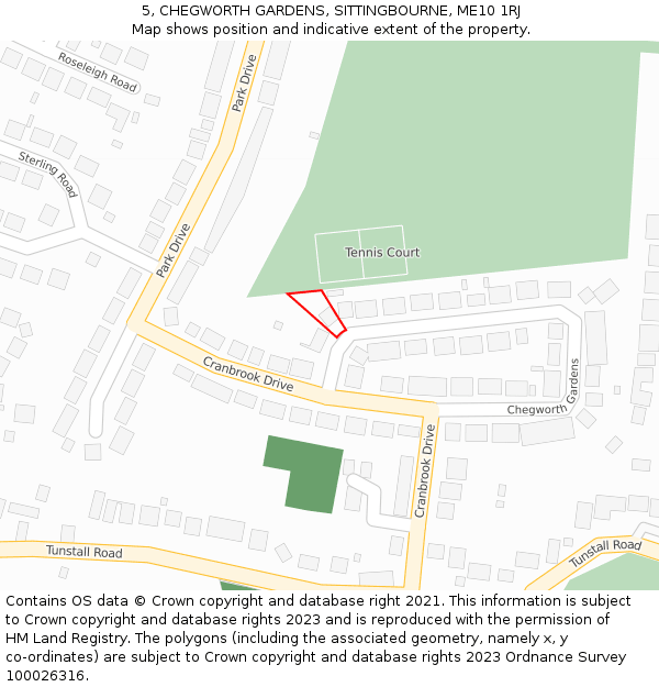 5, CHEGWORTH GARDENS, SITTINGBOURNE, ME10 1RJ: Location map and indicative extent of plot