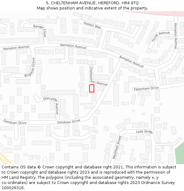 5, CHELTENHAM AVENUE, HEREFORD, HR4 9TQ: Location map and indicative extent of plot