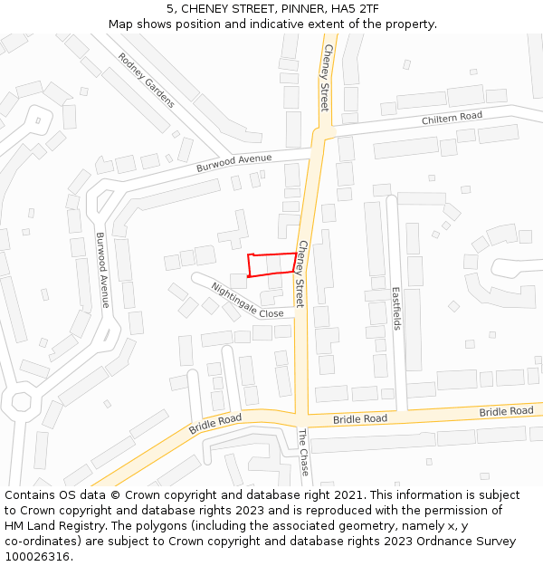 5, CHENEY STREET, PINNER, HA5 2TF: Location map and indicative extent of plot